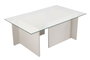 Nordure Mesa de centro blanca de madera con cristal templado, 105x40x65 cm
